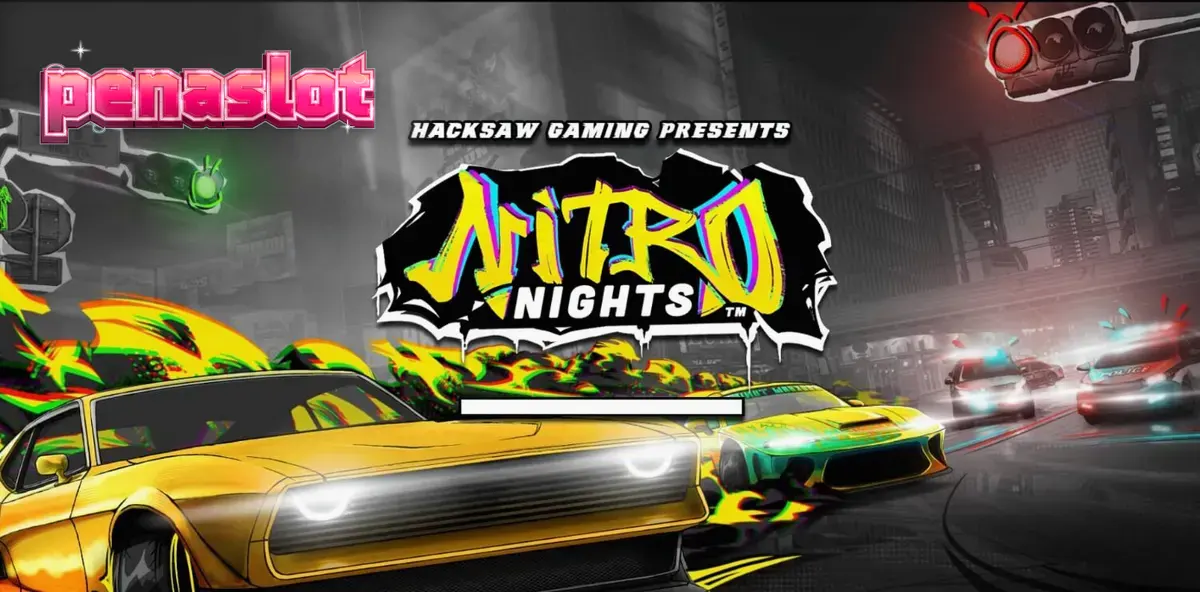 Tampilan visual slot Nitro Nights dengan tema balap jalanan neon